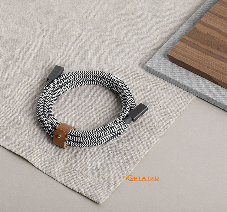 Кабель Native Union Belt Cable USB-C to USB-C Pro 240W Zebra (2.4 m) (BELT-PRO2-ZEB-NP)