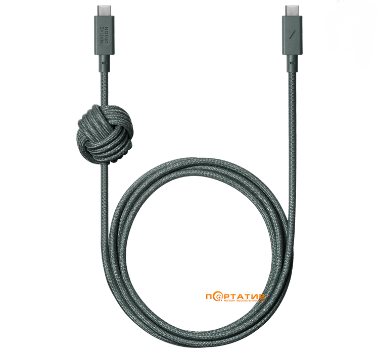 Native Union Anchor Cable USB-C to USB-C Pro 240W Slate Green (3 m) (ACABLE-C-GRN-NP)