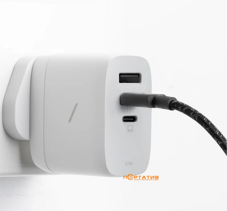 Зарядное устройство Native Union Fast GaN Charger PD 67W 3 Ports White (FAST-PD67-WHT-2CA)