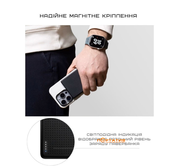 Зовнішній акумулятор Native Union Active Magnetic 5 000mAh Black (ACTPB-5KMS-BLK)