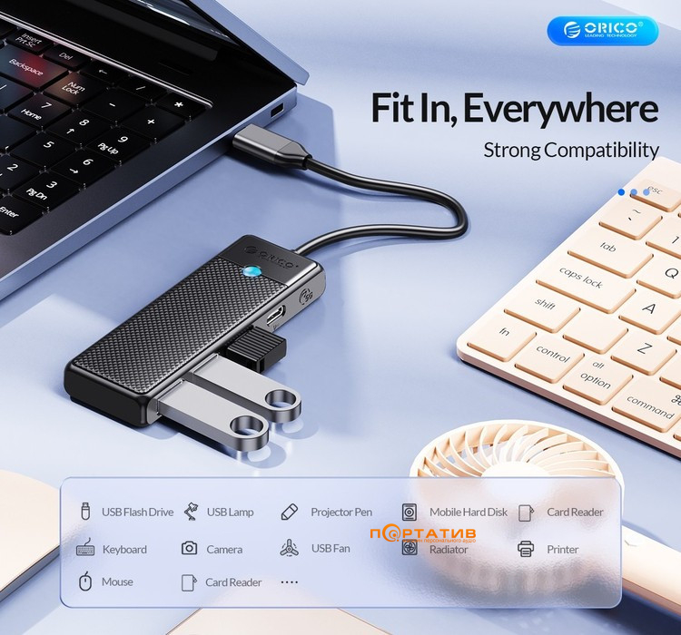 USB-хаб ORICO PAPW Series 4-Port USB3.0 (PAPW2AC-C3-015-BK-EP)