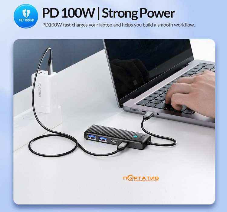 USB-хаб ORICO PAPW Series 4-Port USB3.0 (PAPW2AC-C3-015-BK-EP)