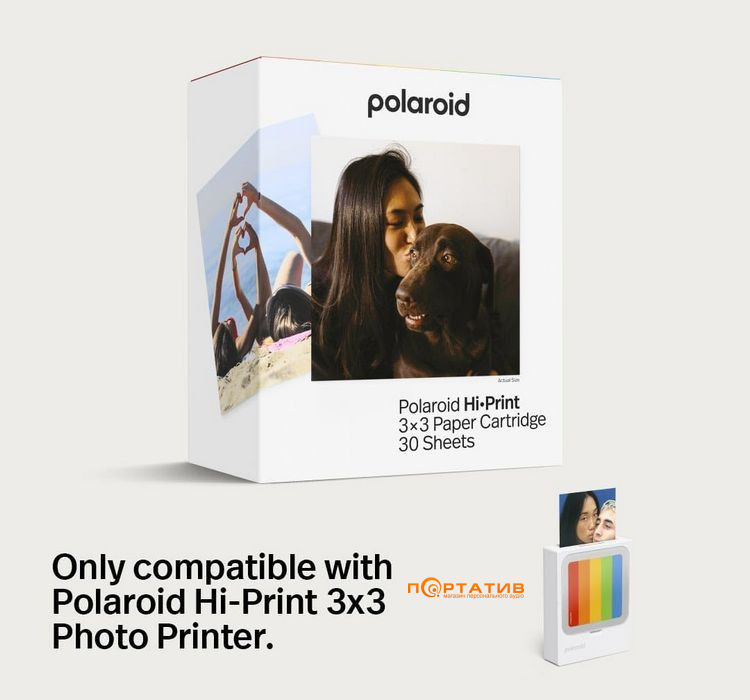Фотопринтер Polaroid Hi Print 3x3 Pocket Photo Printer + 10 Sheets (9196)