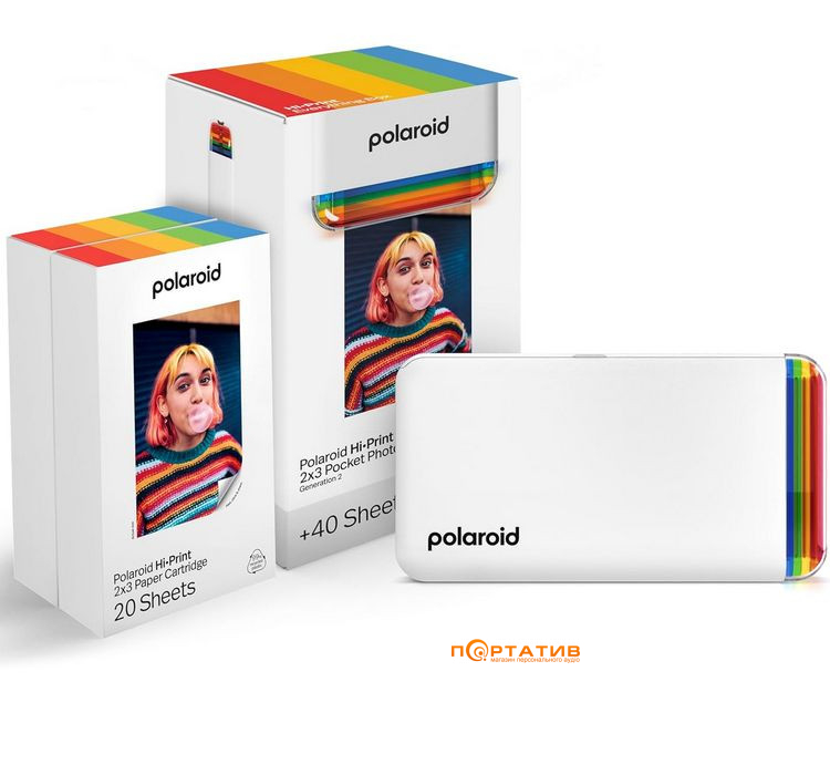 Фотопринтер Polaroid Hi-Print 2x3 Pocket Photo Printer Gen 2 Everything Box White (6438)