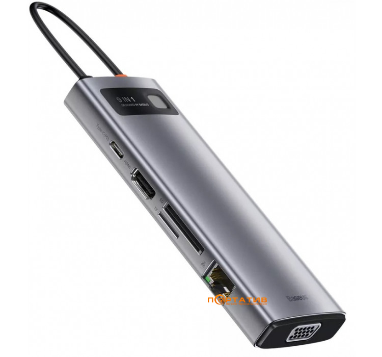 USB-хаб Baseus Metal Gleam Series 9-in-1 Multifunctional Type-C Hub Space Gray (CAHUB-CU0G)