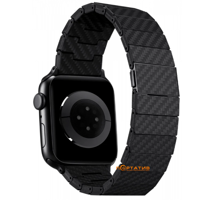 Ремiнець Pitaka Carbon Fiber Watch Band Retro Black/Grey for Apple Watch 49/45/44mm (AWB1004)
