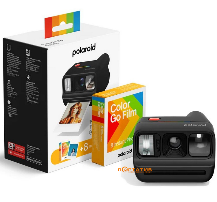 Камера миттєвого друку Polaroid Go Gen 3 Black+ Color Film Bundle (8 photos) (6649)