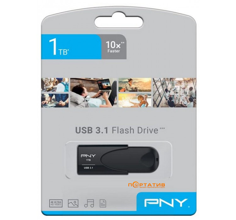 PNY Attache 4 1TB USB 3.1 Black (FD1TBATT431KK-EF)