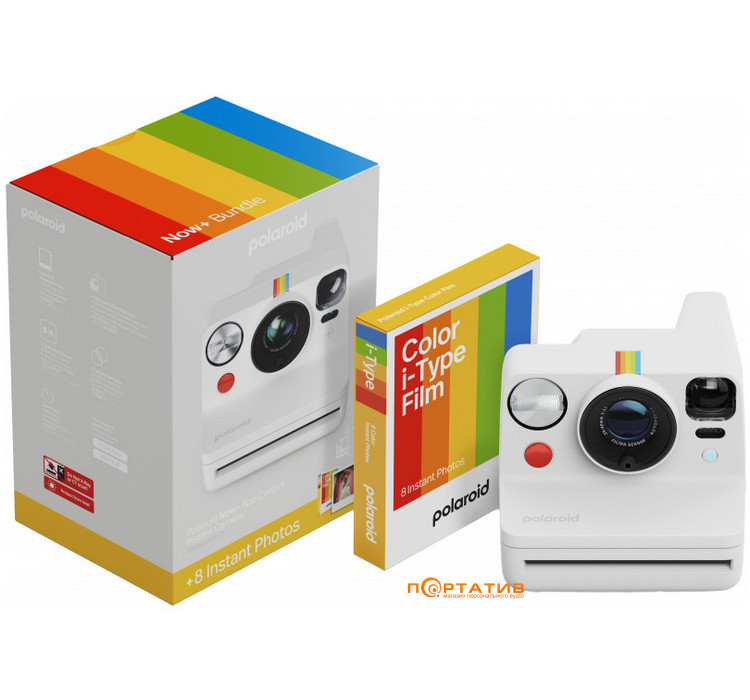 Камера моментальной печати Polaroid Now + Gen 3 White + Color Film Bundle (8 photos) (6576)