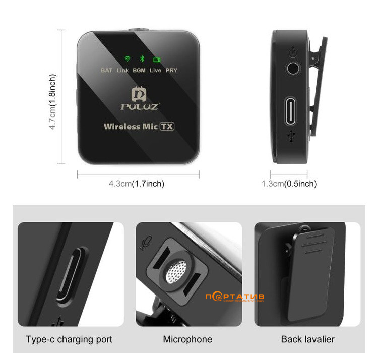 Микрофон Puluz PU648B Type-C