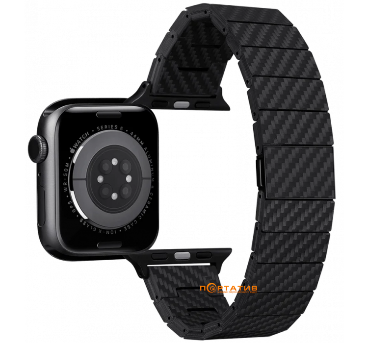 Ремiнець Pitaka Carbon Fiber Watch Band Retro Black/Grey for Apple Watch 49/45/44mm (AWB1004)