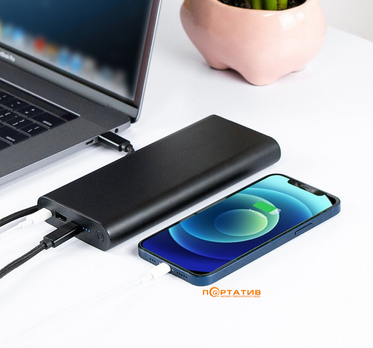 Зовнішній акумулятор PowerPlant 26800mAh, PD 100W, 2x USB-C, USB-A (PB930470)