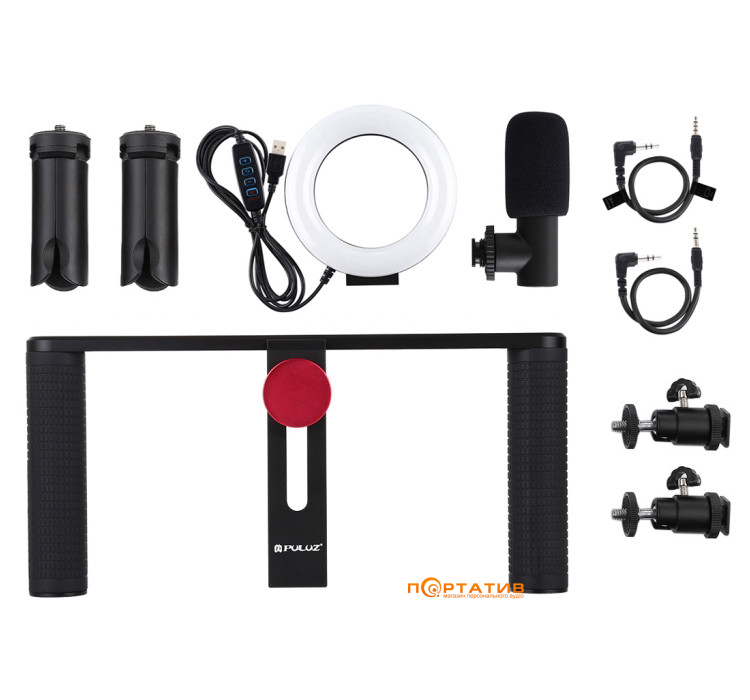 Puluz Kit 4 in 1 (Ring Light, Mount, Phone Holder, Microphone) (PKT3028)