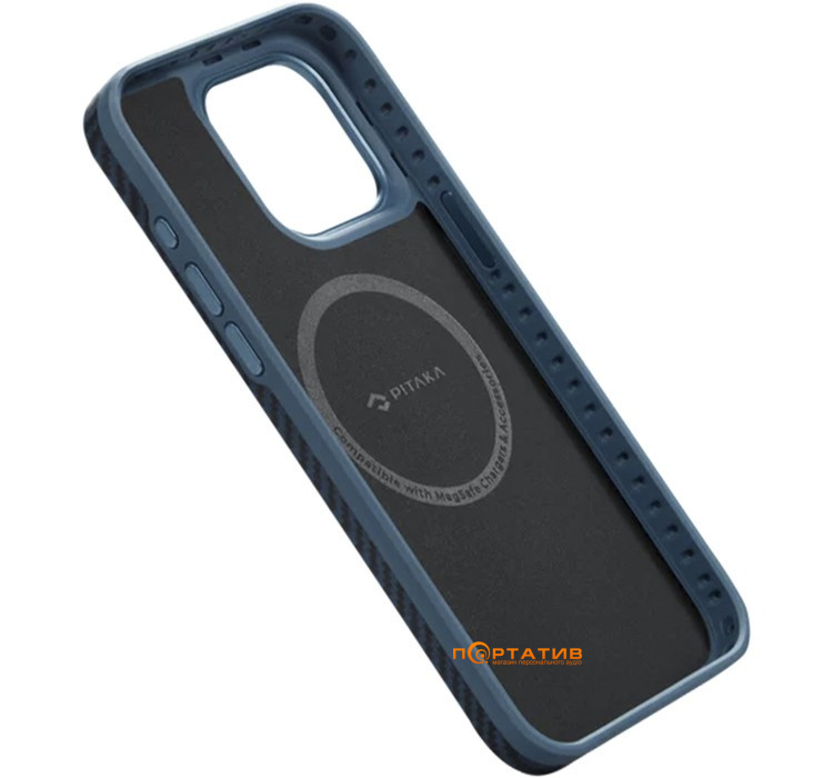 Чохол Pitaka MagEZ Case Pro 4 Twill 1500D Black/Blue for iPhone 15 Pro Max (KI1508PMPA)