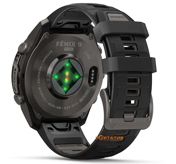 Смарт-годинник Garmin Fenix 9 Pro – inReach, 47mm, Carbon Gray DLC Titanium with Black/Pebble Grey Silicone Band (010-04336-11)