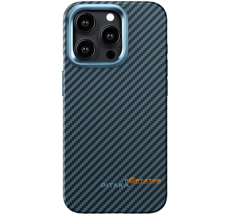 Чехол Pitaka MagEZ Case Pro 4 Twill 1500D Black/Blue for iPhone 15 Pro (KI1508PPA)