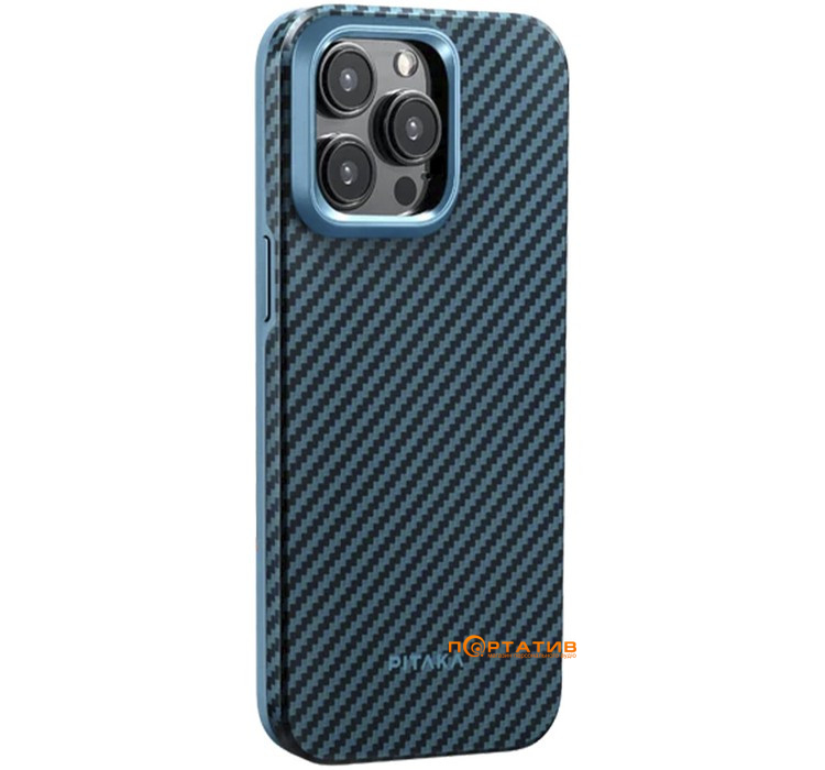 Чохол Pitaka MagEZ Case Pro 4 Twill 1500D Black/Blue for iPhone 15 Pro Max (KI1508PMPA)