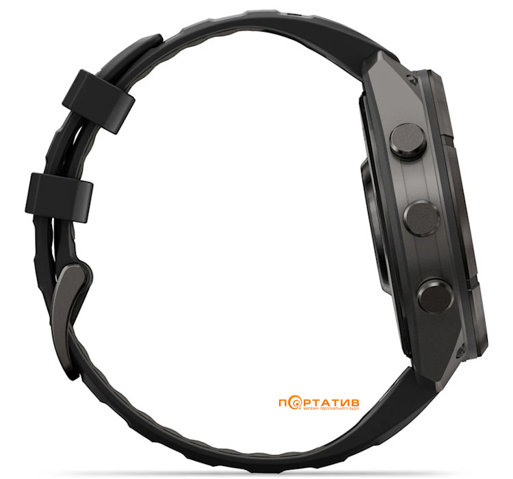Смарт-годинник Garmin Fenix 9 Pro – inReach, 47mm, Carbon Gray DLC Titanium with Black/Pebble Grey Silicone Band (010-04336-11)