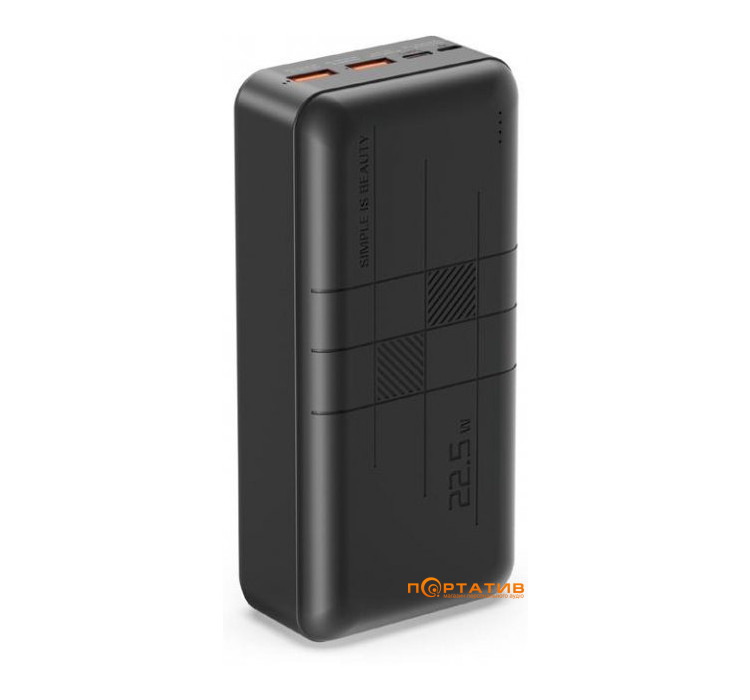 Зовнішній акумулятор XO Power Bank PR189 30000 mAh PD20W + QC22.5W Black