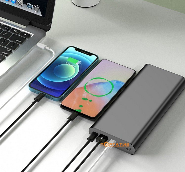 Зовнішній акумулятор PowerPlant 26800mAh, PD 100W, 2x USB-C, USB-A (PB930470)