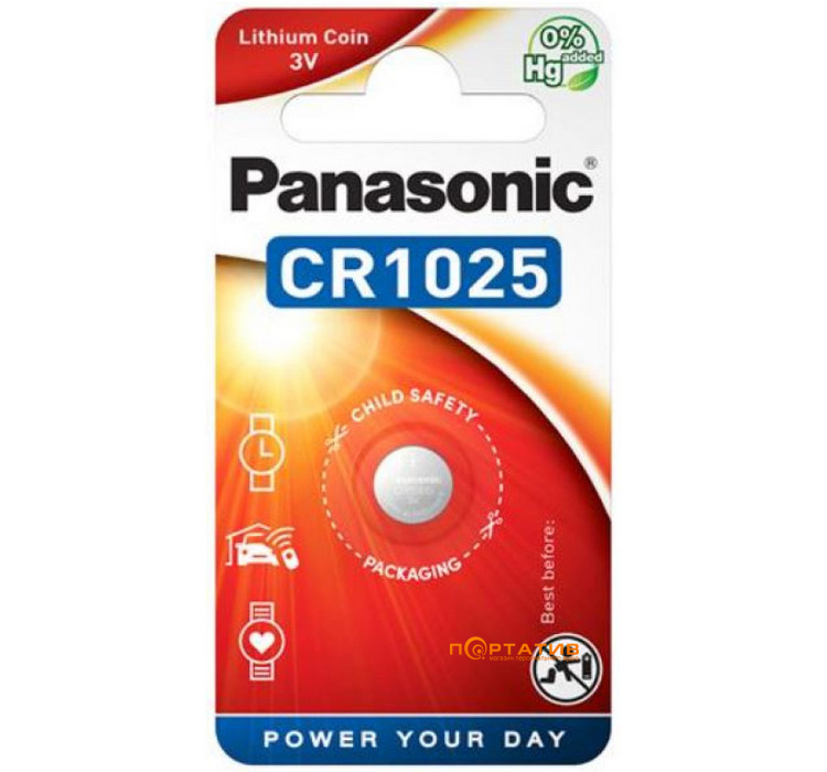 Батарейка Panasonic CR 1025 BLI 1 LITHIUM (CR-1025EL/1B)