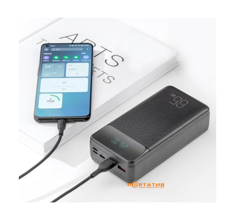 Зовнішній акумулятор XO Power Bank PR201 30000 mAh PD65W for Laptop Black