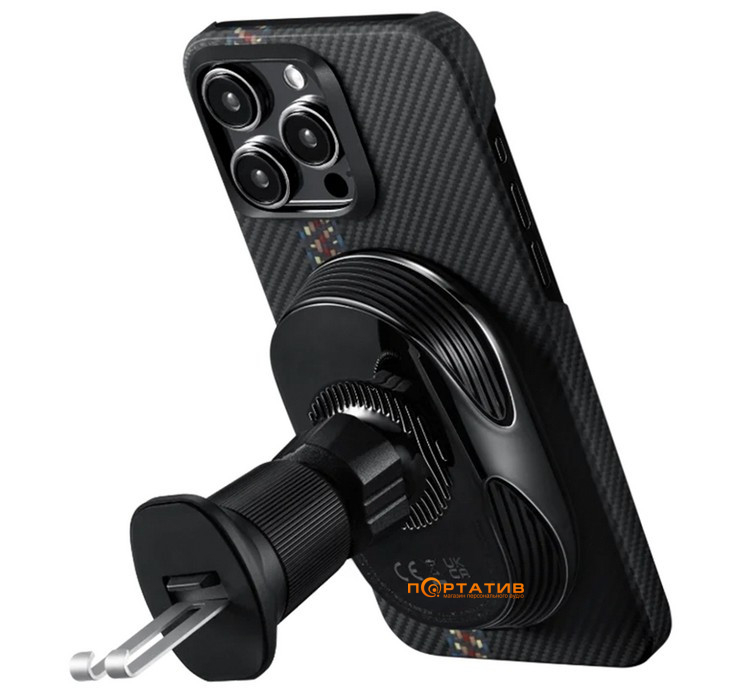 Автомобильный держатель Pitaka MagEZ Car Mount Pro 2 Qi2 Car Vent Black (CM2402N)