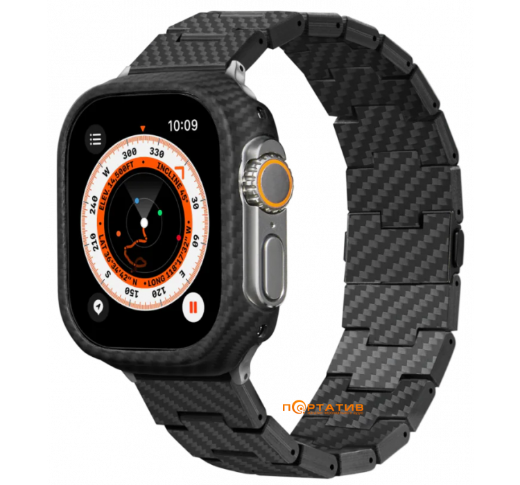 Ремiнець Pitaka Carbon Fiber Watch Band Retro Black/Grey for Apple Watch 49/45/44mm (AWB1004)