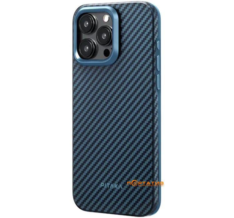 Pitaka MagEZ Case Pro 4 Twill 1500D Black/Blue for iPhone 15 Pro Max (KI1508PMPA)