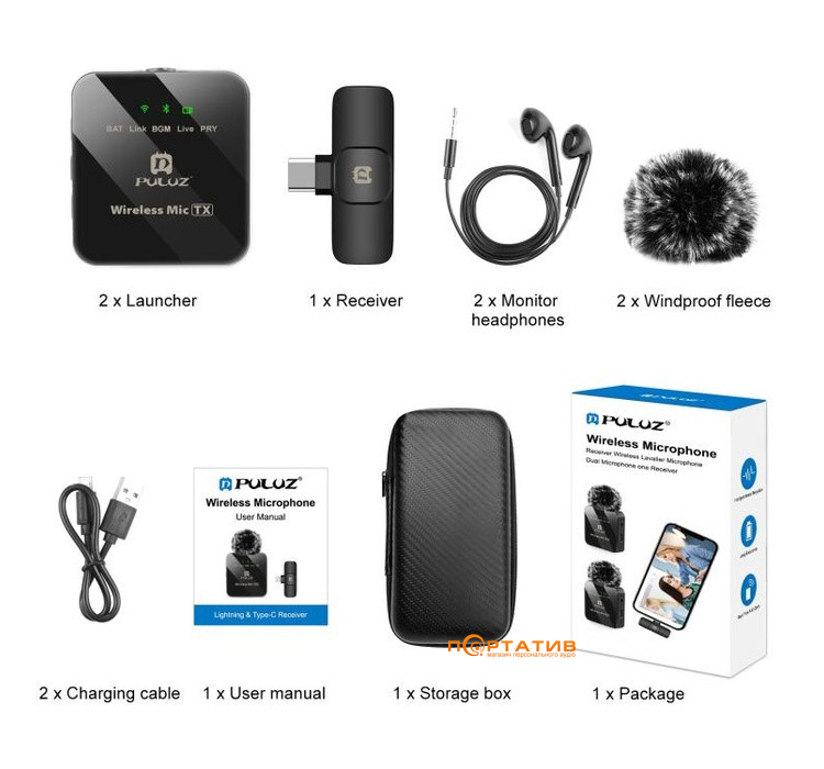 Микрофон Puluz PU648B Type-C