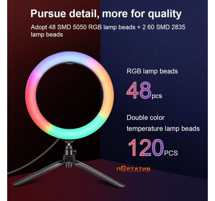 Puluz Ring USB LED Lamp 10 + Table Tripod (PKT3082B)