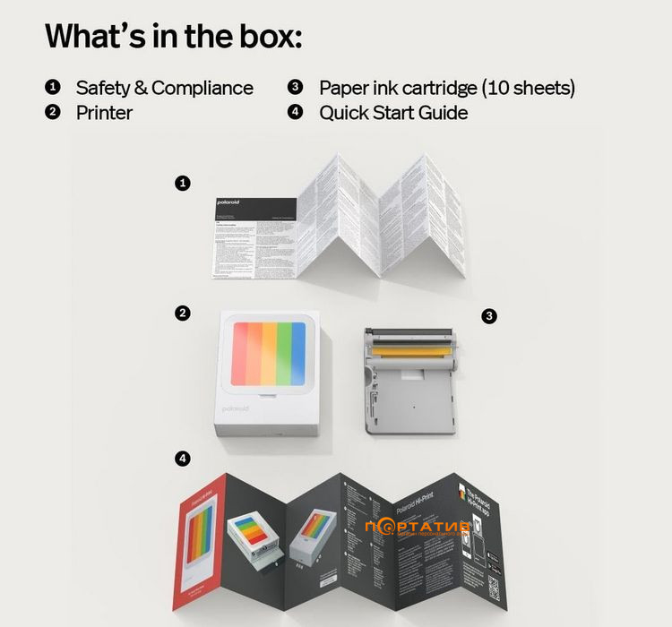 Фотопринтер Polaroid Hi Print 3x3 Pocket Photo Printer + 10 Sheets (9196)