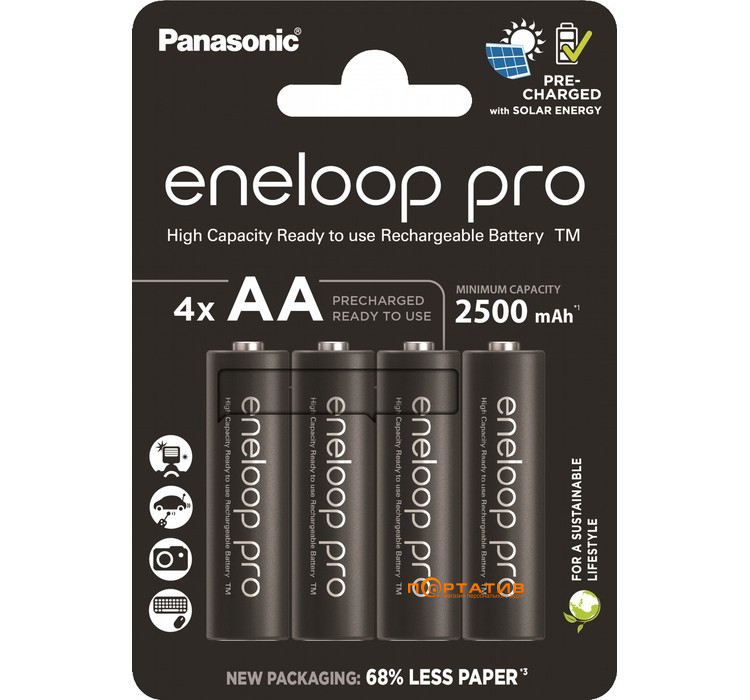 Panasonic Eneloop Pro AA 2500 mAh 4BP Ni-MH (BK-3HCDE/4CP)