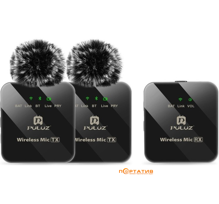 Микрофон Puluz PU3154B 2TX + 1RX
