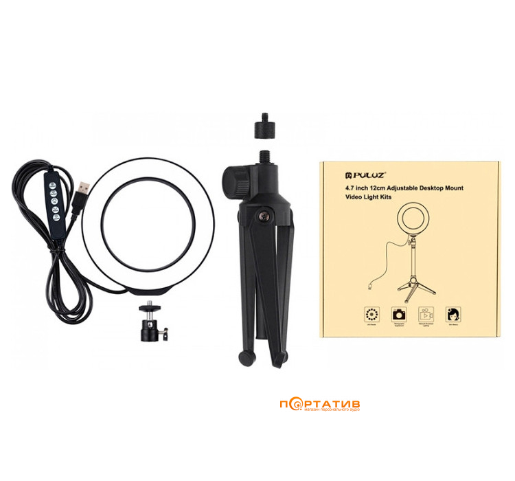 Кільцеве світло + штатив Puluz Ring USB RGBW LED Lamp 4.7 "+ Tripod (PKT3049B)