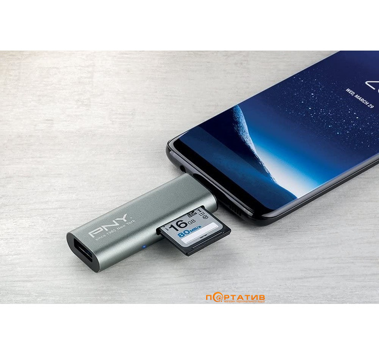 Кардридер PNY USB-C to MicroSD/SD, USB-A Adapter (R-TC-UA-3N1E01-RB)