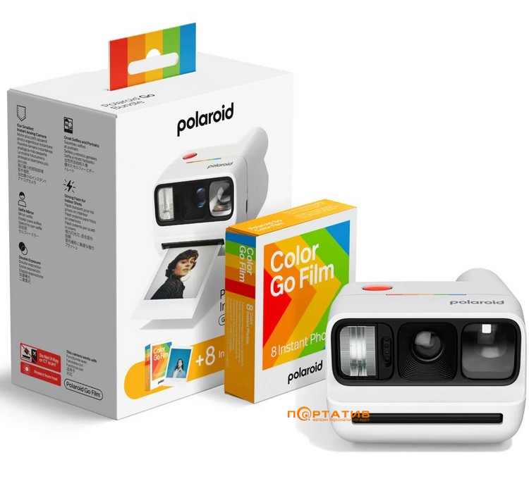 Камера миттєвого друку Polaroid Go Gen 3 White + Color Film Bundle (8 photos) (6648)