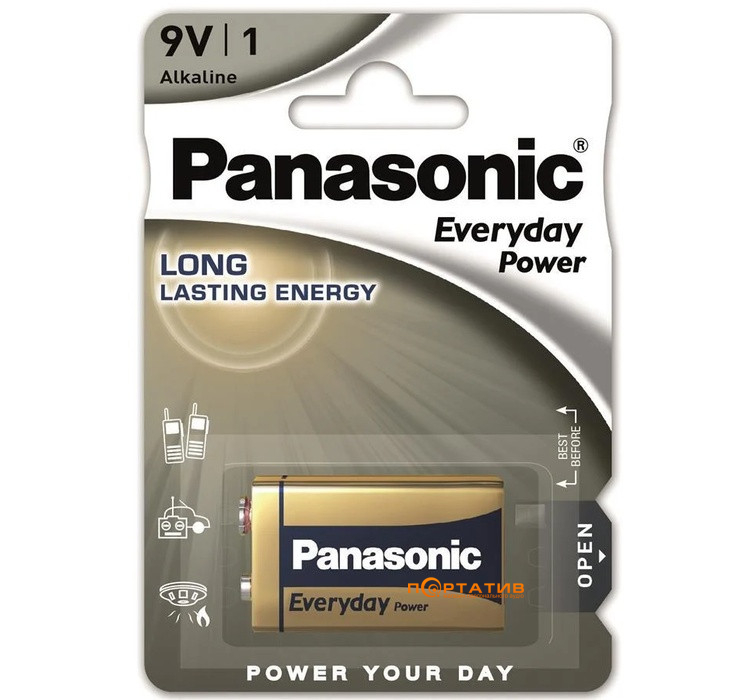 Батарейка Panasonic EVERYDAY POWER KRONA 6LR61 BLI 1 ALKALINE (6LR61REE/1B)