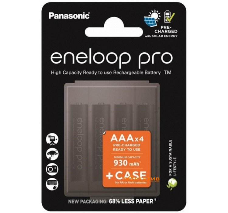 Panasonic Eneloop Pro AAA 930 mAh 4BP Ni-MH + Case (BK-4HCDE4CP)