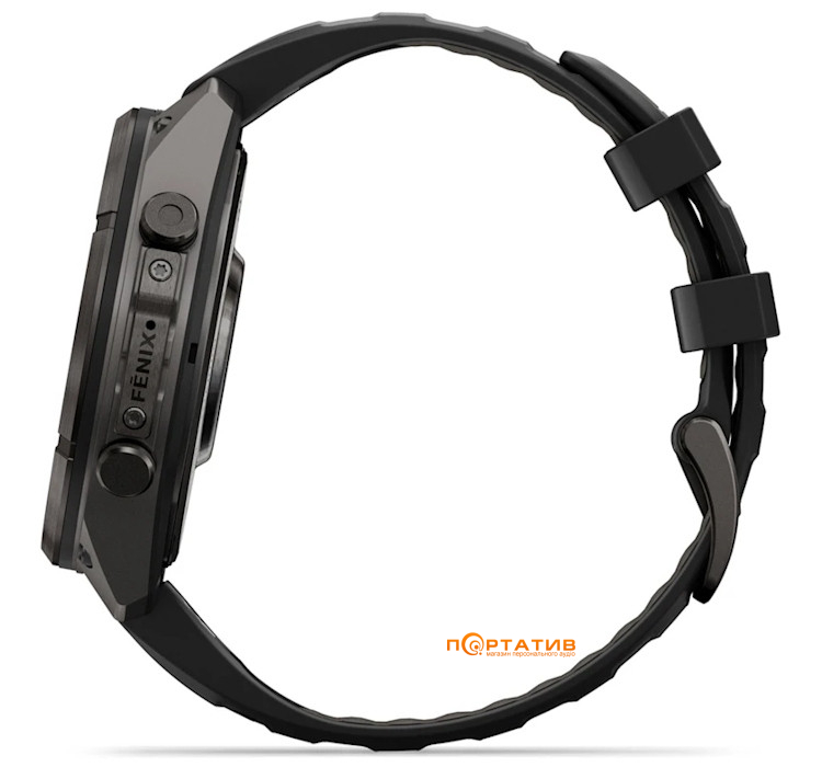 Смарт-годинник Garmin Fenix 9 Pro – inReach, 47mm, Carbon Gray DLC Titanium with Black/Pebble Grey Silicone Band (010-04336-11)
