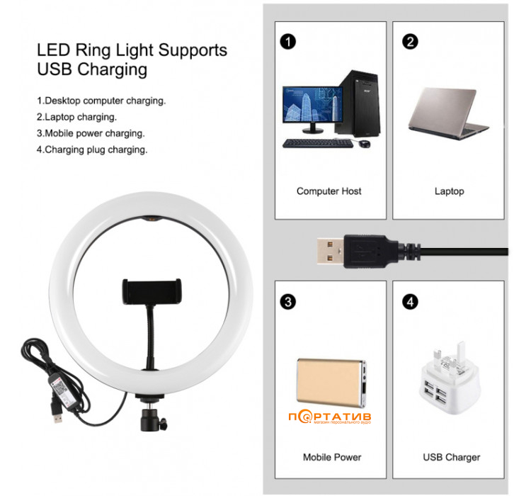 Puluz Ring USB RGBW LED Lamp 10.2