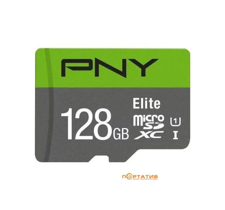 Карта памяти PNY Elite microSDXC 128GB Class 10 + SD Adapter (P-SDU128V11100EL-GE)