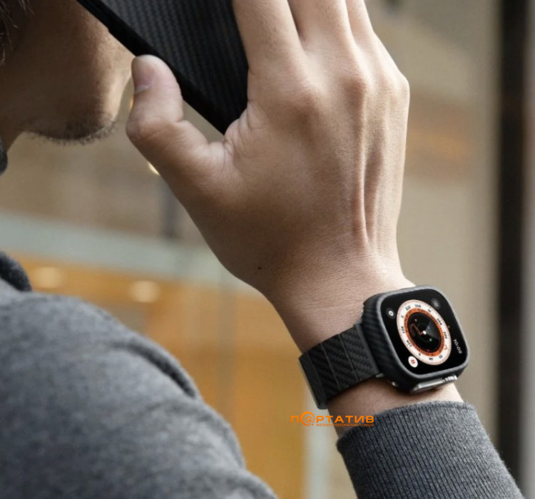 Pitaka Modern Carbon Fiber Watch Band Black/Grey for Apple Watch 49/45/44mm (AWB1003)