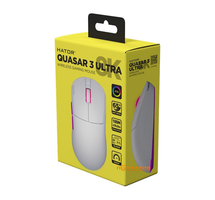 Игровая мышь HATOR Quasar 3 Ultra 8K Wireless White (HTM771)