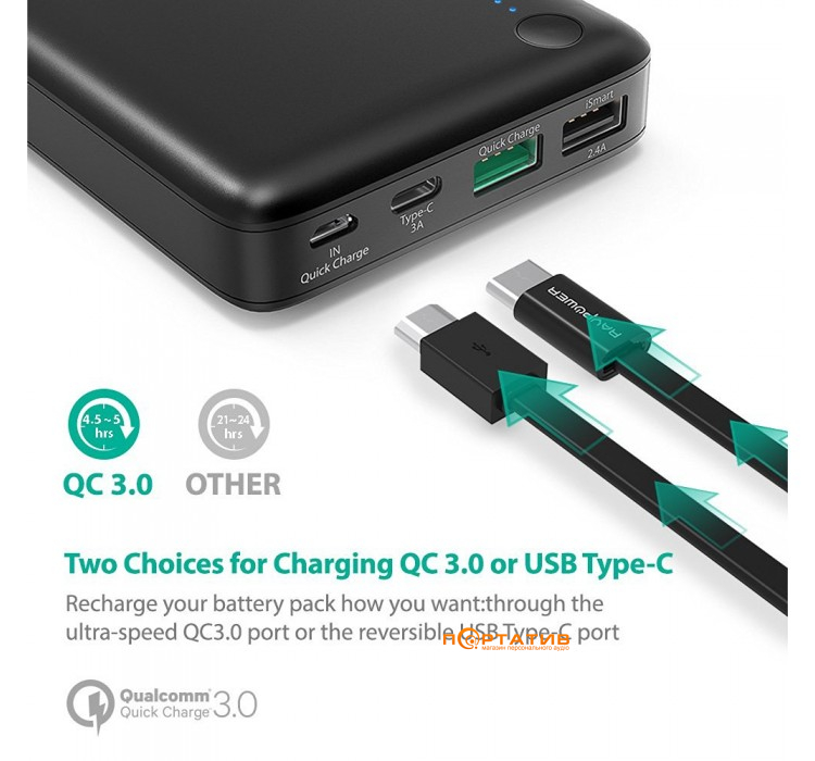 Внешний аккумулятор RavPower 20100mAh 3.0 Qualcomm Quick Charge 3.0 Power Bank External Battery (RP-PB043)