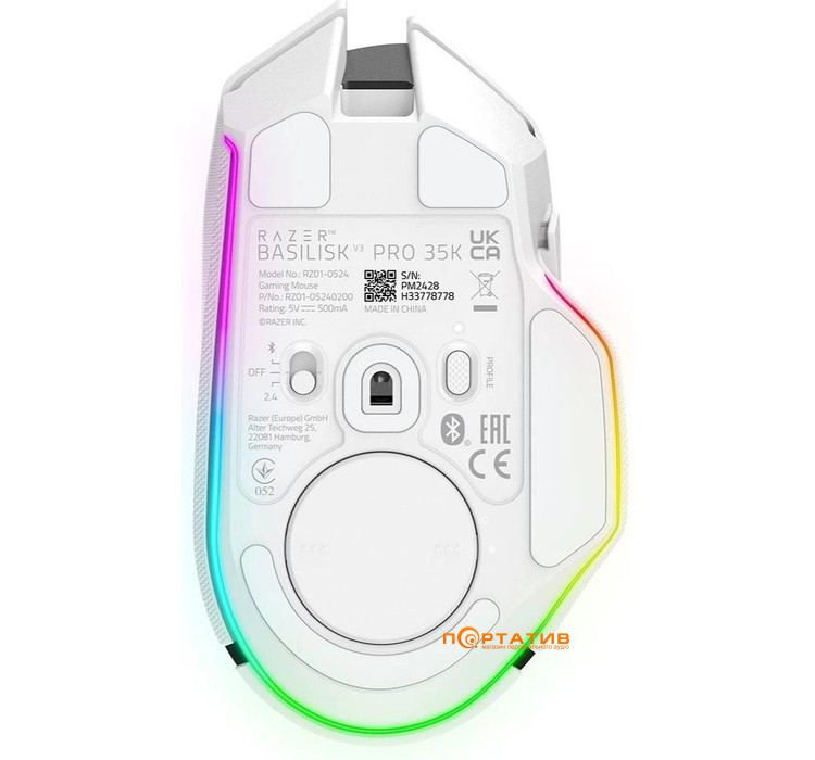 Мышка Razer Basilisk V3 Pro Wireless 35K White (RZ01-05240200-R3G1)
