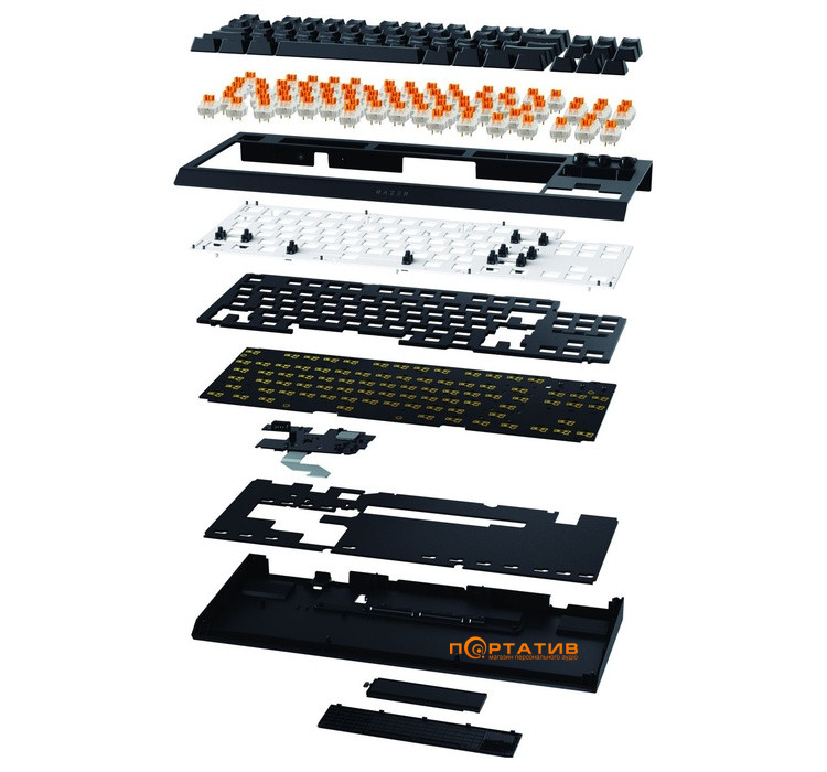 Игровая клавиатура Razer BlackWidow V4 Low-Profile, TKL, Green Switch (RZ03-05450500-R3M1)
