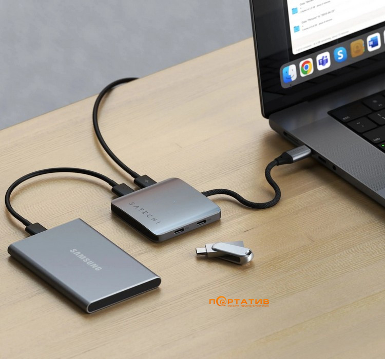 Хаб Satechi 4-Port USB-C with PD Space Grey (ST-H4CPDM)