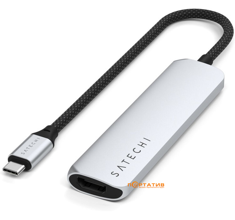 Хаб Satechi 4-in-1 USB-C Slim Multiport 4K Silver (ST-P4SS)