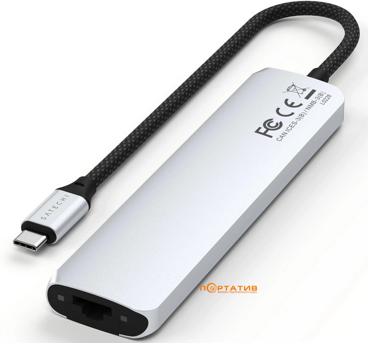 Хаб Satechi 7-in-1 USB-C Slim Multiport 4K with Ethernet Silver (ST-P7SS)